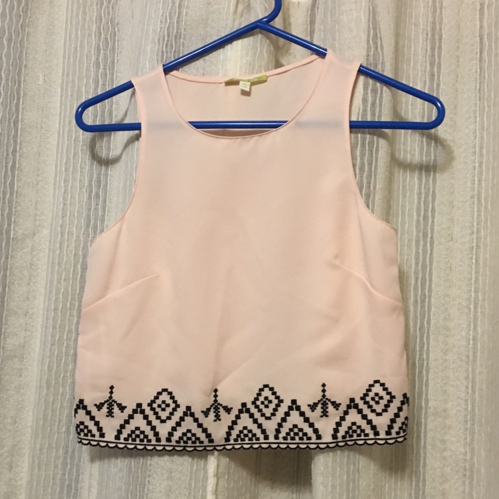 Pink crop top with black detailing